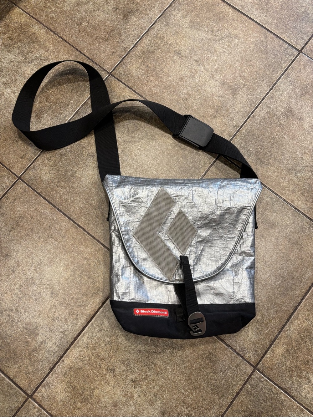 Black Diamond Silver and Black Messenger Sling Bag